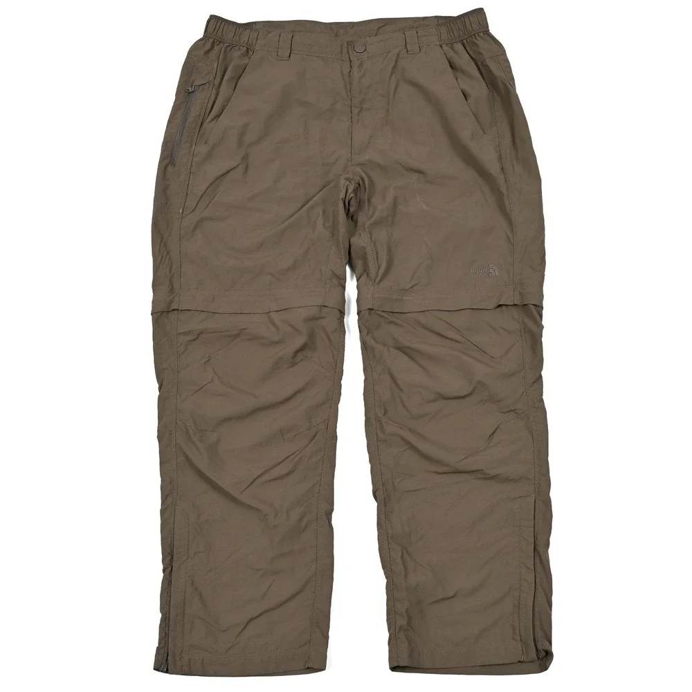 The North Face Pants Mens L 34x29 Brown‎ Convertible Cargo Ankle Zips Drawstring